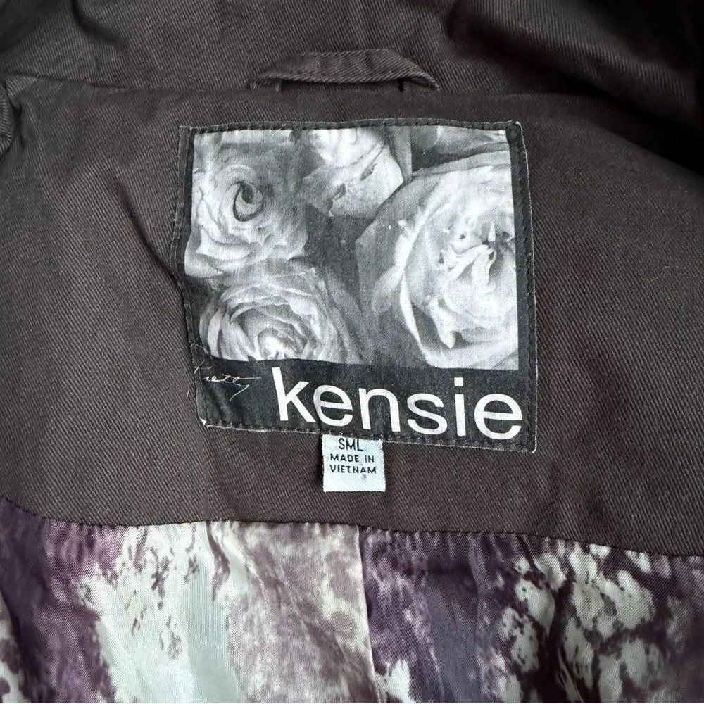 Kensie Dark Gray Double-Breasted Fitted Jacket Size S